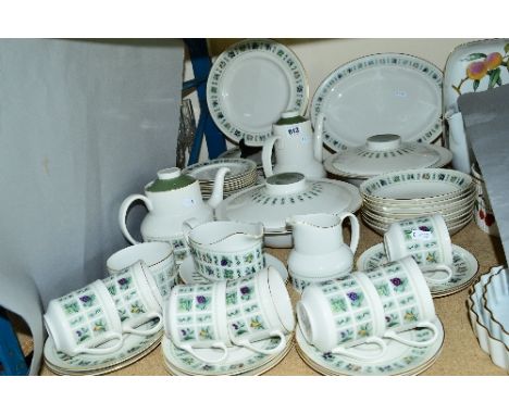 A ROYAL DOULTON 'TAPESTRY' EIGHT PIECE DINNER SERVICE, comprising of coffee pot, teapot, tureens, plates, saucers and seven c