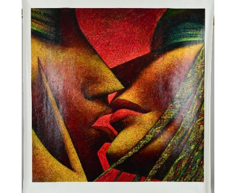 ANDREI PROTSOUK (UKRAINIEN 1961) 'Fever' a limited edition print on canvas, hand embellished 111/195 of a couple kissing, sig