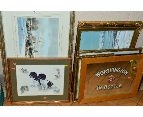 PICTURES AND PRINTS ETC, to include a signed limited edition print by Michael Barnfather, a water colour painting of a winter