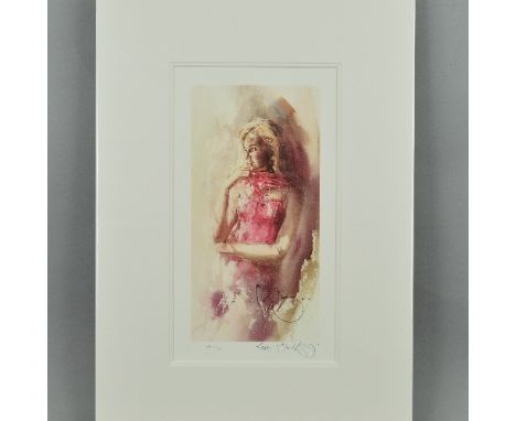 GORDON KING (BRITISH 1939), 'Love', A Limited Edition Artists Proof print, 14/39, of a woman in red, signed, titled and numbe