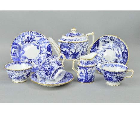 ROYAL CROWN DERBY 'MIKADO' TEA FOR TWO SET, comprising teapot, milk jug, sugar bowl, two teacups/saucers and a plate