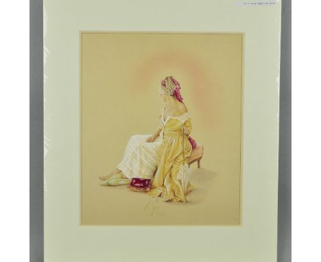 KAY BOYCE (BRITISH CONTEMPORARY), 'As Time Goes By', A Limited Edition print, 135/395, of a woman dressed in Historical costu