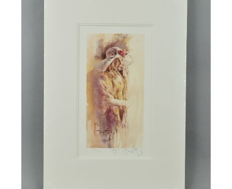 GORDON KING (BRITISH 1939), 'Joy', A Limited Edition Artists Proof print, 16/39, of a young lady wearing a wide brimmed hat, 