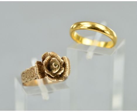 TWO RINGS, to include a late 20th Century 9ct rose gold design ring, ring size L 1/2, hallmarked 9ct gold, Birmingham 1978, a