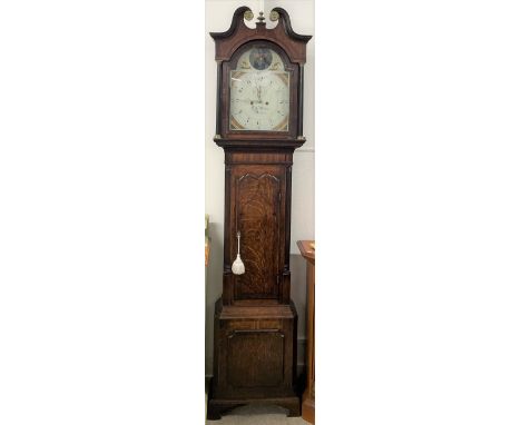 Early 19th century longcase clock by Wilkes of Bilston with 8 day movement with painted dial depicting Admiral Lord Nelson in