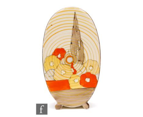 Clarice Cliff - Capri (Orange) - A large Bon Jour shape vase circa 1936, hand painted with stylised flowers and foliage benea