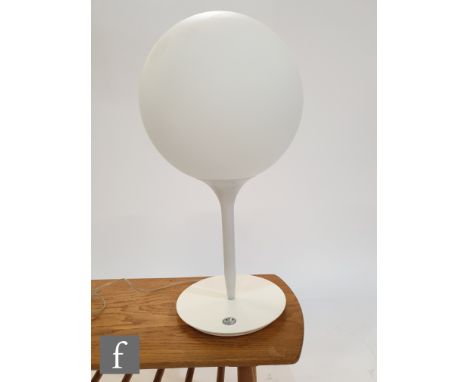 Michele De Lucchi and Huub Ubbens - Artimede - A 'Castore' table lamp in a white finish, with the opaque glass globe shade ov