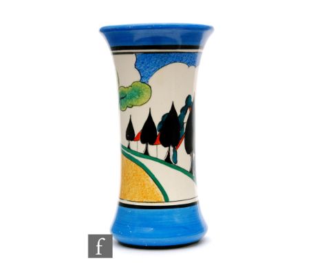 Clarice Cliff - May Avenue - A large shape 205 vase circa 1933, hand painted with a stylised scene of a large black trunked t