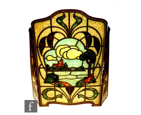 Barringer, Wallis and Manners of Mansfield - An early 20th Century tin plate fire screen decorated with an Art Nouveau imitat
