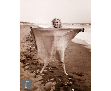 George Barris (B.1922) - 'Marilyn Monroe with Blanket, 1962', silver gelatin print, signed in ink, bears photographer's stamp