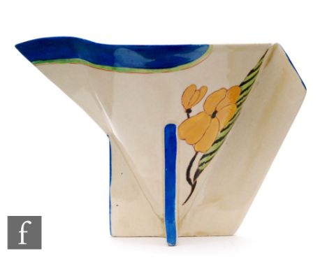 Clarice Cliff - Ladore - A large early conical shape milk jug circa 1929, transfer printed and painted with a stylised flower