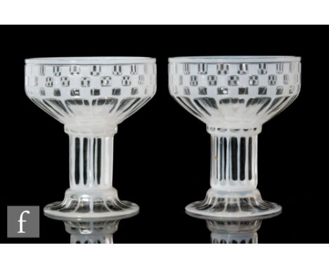 Otto Prutscher - Meyr's Neffe - A pair of 1920s Secessionist champagne coupes, each of cylindrical form with a hollow faceted
