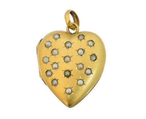 A split pearl hinged locket, A split pearl hinged locket, heart shaped, with star-set split pearl detailing, stamped 9c, leng