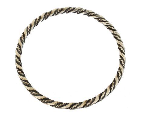 A Georg Jensen silver bangle, 17B, A Georg Jensen silver bangle, 17B, rope twist design, Georg Jensen oval mark, import marks