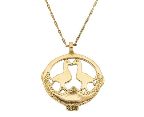 A Viking replica pendant by Kopi, A Viking replica pendant by Kopi, designed as two birds within an openwork surround, suspen