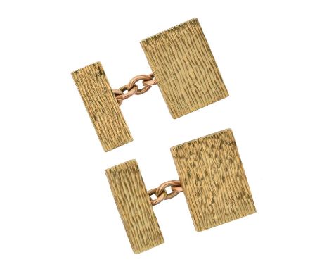A pair of 9ct gold cufflinks, A pair of 9ct gold cufflinks, textured detailing, hallmarks for London, 1969, length 1.8cm, gro