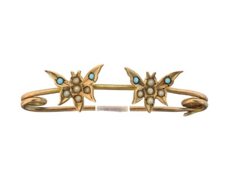 A butterfly brooch by Murrle Bennett &amp; Co., A butterfly brooch by Murrle Bennett &amp; Co., the split pearl and turquoise