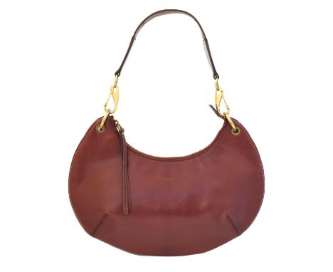A Gucci leather hobo bag, A Gucci leather hobo bag, the red leather exterior with embossed logo, burgundy stitched detailing 