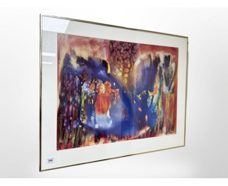 After Inge Lindegaard : abstract colour print, 60cm x 45cm.