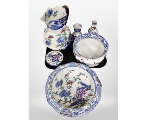 A group of Mason's ironstone ceramics including wash jug and basin, vases, etc.