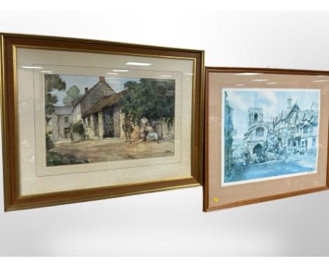 Three gilt framed watercolours by Sturgeon and a further signed print by the same artist (4)