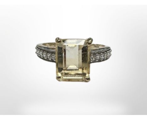 A 9ct gold citrine and diamond ring 