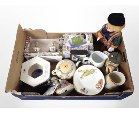 A box of Ringtons ceramics, Royal Doulton tea set, Worcester Evesham dinner china etc 