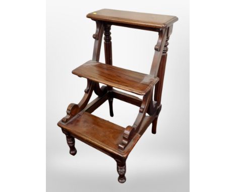 A reproduction mahogany library step, width 46 cm 