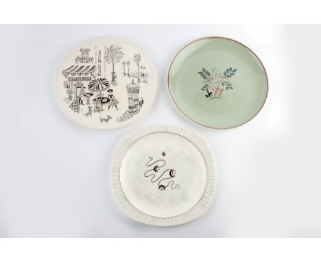 A Midwinter Pottery 'Fantasy' stylecraft plate  a 'Parisienne' plate and a Poole Pottery 'Spring' plate (3).