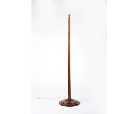 In the manner of David Linley Inlaid standard lamp, circa 1970 squared column on circular base,with linear and circular inlay