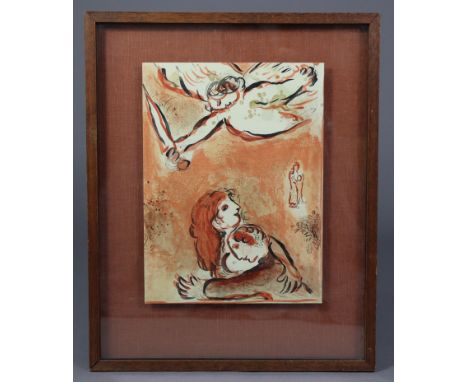 A coloured lithograph after Marc Chagall (The Force of Israel), 14” x 10¼”, in glazed oak frame. (20¾” x 16¾” over-all).