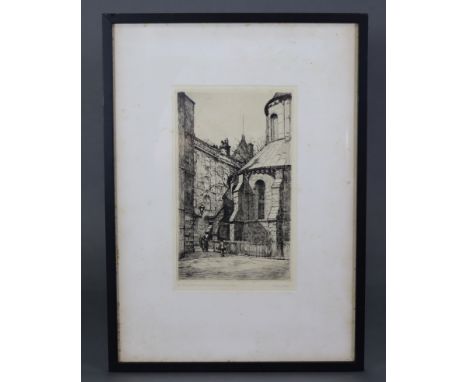DOROTHY F. SWEET (fl. 1920-30). “Temple Church, and Johnsons Buildings Inner Temple”. Black &amp; white etching; signed, titl