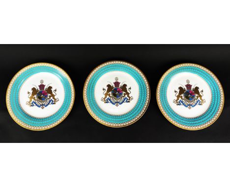 SPODE 'THE IMPERIAL PLATE OF PERSIA', a set of three cabinet plates, commemorating 2500 years of Persian monarchy, produced i