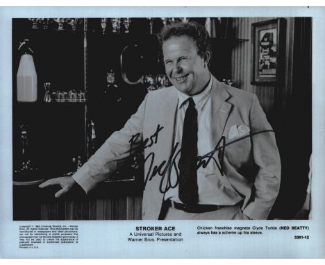 Ned Beatty signed 10x8 inch Stroker Ace black and white movie still photo. Good condition. All autographs come with a Certifi