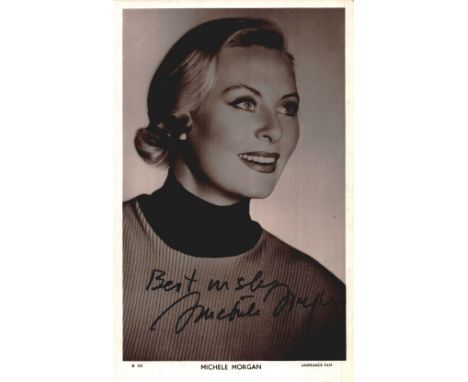Michele Morgan signed 6x4inch black and white photo. Good condition. All autographs come with a Certificate of Authenticity. 