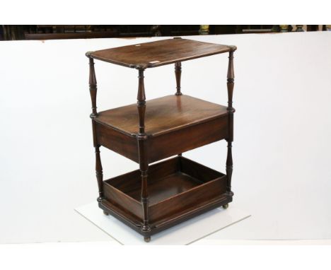 Good quality mahogany antique small buffet type trolley with centre drawer and tray to base on castors