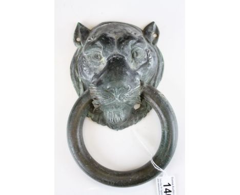 Vintage Metal Tiger Mask Door Knocker, h.24cms