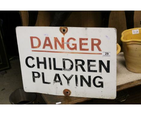Enamel ' Danger Children Playing ' Sign, 48cms x 35cms