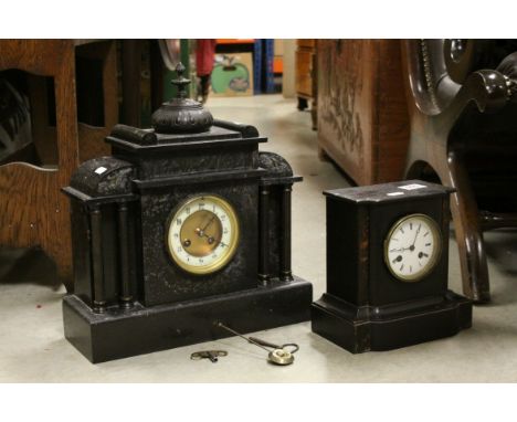 Two Italian early 20th century slate bracket / mantel clocks .