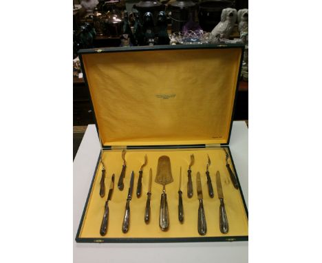 Boxed Thirteen Piece Cake Knife, Fork and Serving Set marked Argento 800