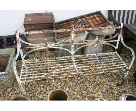Victorian Style White Iron Garden Bench, L.152cms