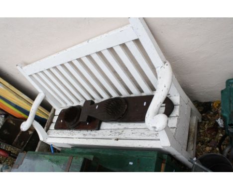 White Painted Wooden Garden Bench, L.148cms