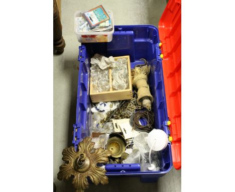 A quantity of lighting items to include droplets, fixings chains etc.