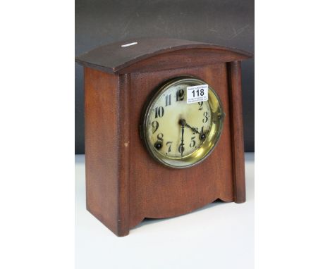 Late 19th / Early 20th century American Art Nouveau Wooden Cased Mantle Clock by WM.L. Gilbert Clock Co., h. 27.5cms