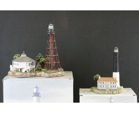 Two Boxed Harbour Lights Great Light Houses of the World open edition series Models ' Pensacola Florida ' and ' Anclote Key F