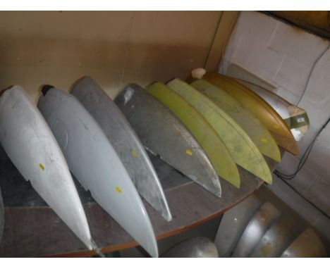 A collection of nine various De Havilland wing tips, one bearing label "Serial No. DHB/R/A4457", each approx 83 cm x 21 cm - 