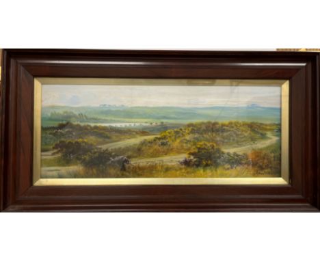 GEORGE WILLIS PRYCE (1855-1949) "Extensive landscape with roadways in foreground" watercolour heightened with white, signed l