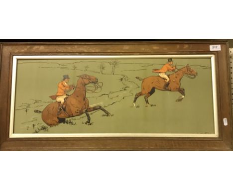 A collection of four CECIL ALDIN prints to include "Follow my leader", 26 cm x 71 cm, "Mother Hen", 27 cm x 71 cm and "Leapfr