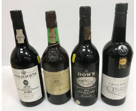 Four bottles various Port including one bottle Taylor's Vintage Late Bottled 1987, bottled 1989, Warre's Traditional Late Bot