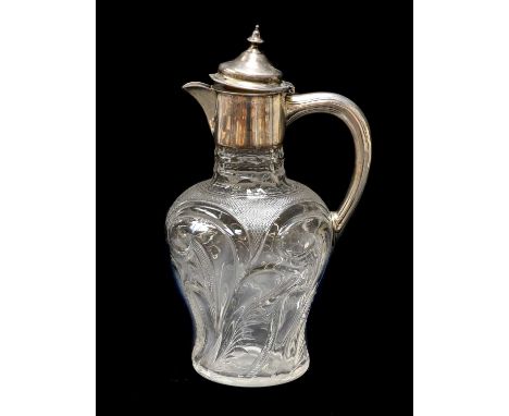 An Edward VII Silver Mounted Cut-Glass Claret-Jug, by Henry Atkin, Sheffield, 1903, tapering and with cut sides, with plain s